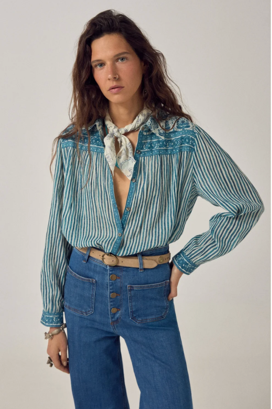 Maria Shirt Mediterranean Stripes Blue Ink $309.00