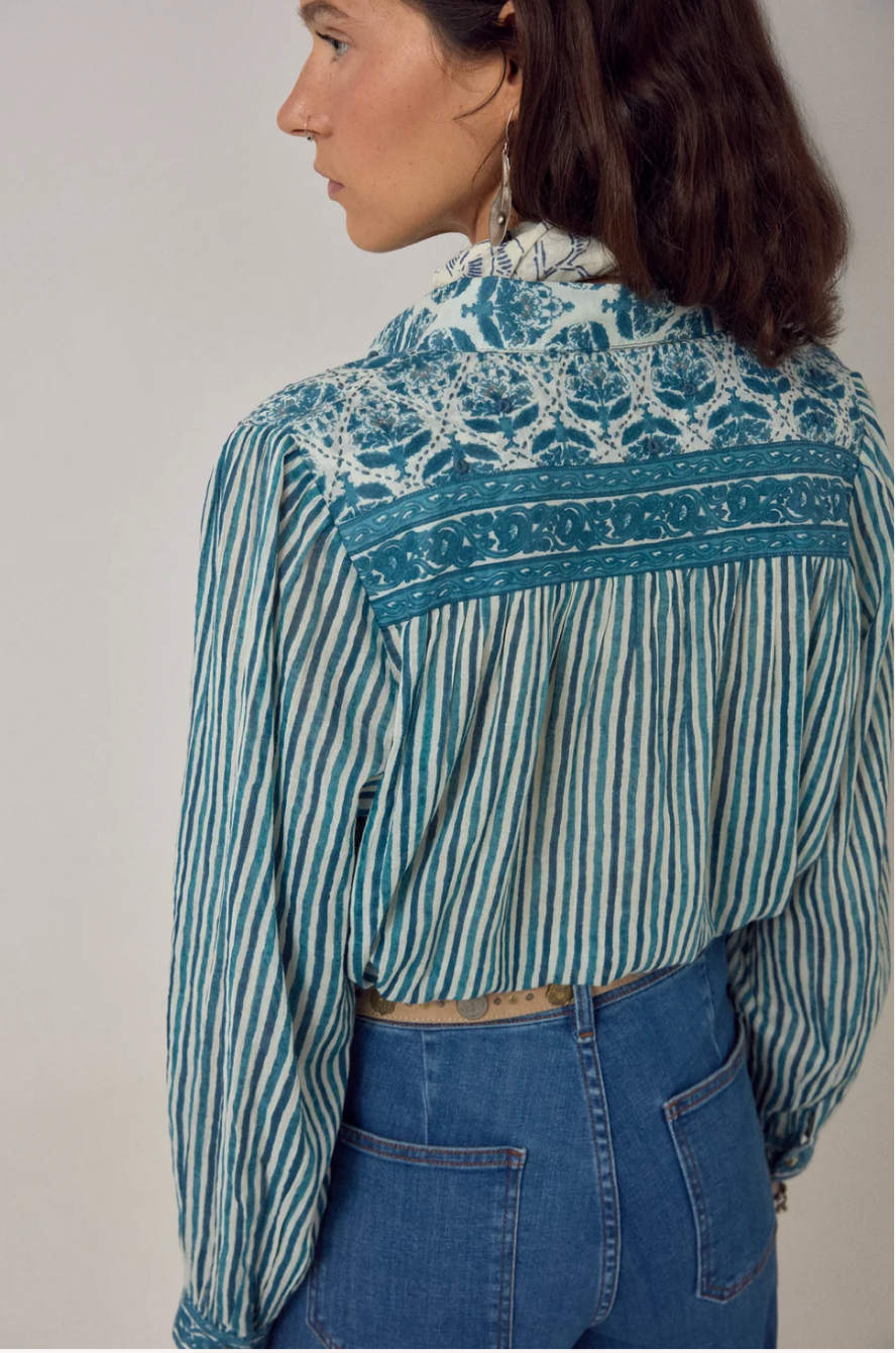 Maria Shirt Mediterranean Stripes Blue Ink $309.00